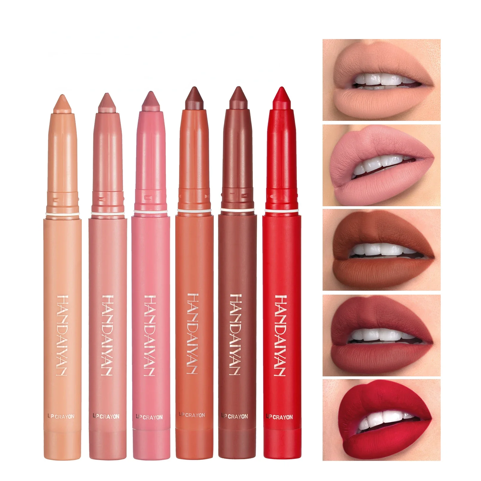 Fadeless Non Staining Cup Matte Lipstick Pen Lip Rotatable Lipliner with Pencil Sharpener Dual-use Lipstick Lip Gloss 화장품