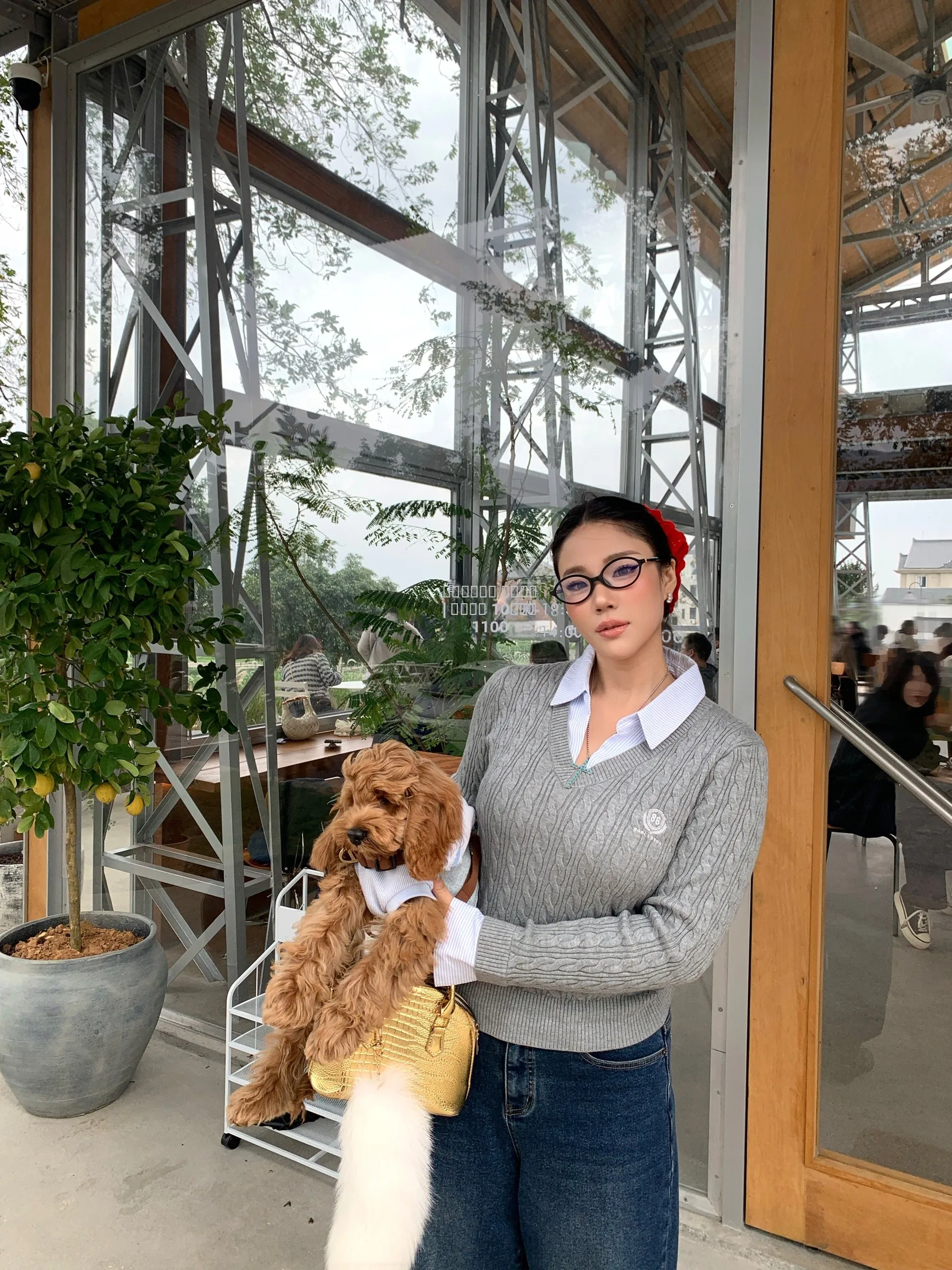 

Boolibyoo Oversized American College Sle Embroidered irt Collar Patchwork Knitted Top Women's Casual Wear Polyester Blend