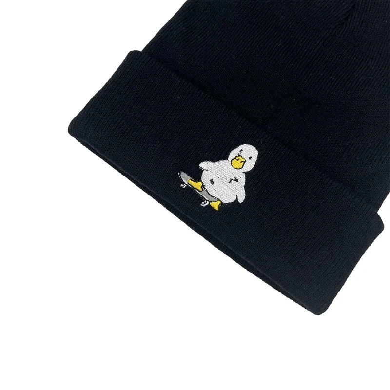 Autumn Winter Men Women Scooter Duck Embroidery Embroidery Skullies Beanies Hats Outdoor Warm Knitted Hat Bonnet Caps