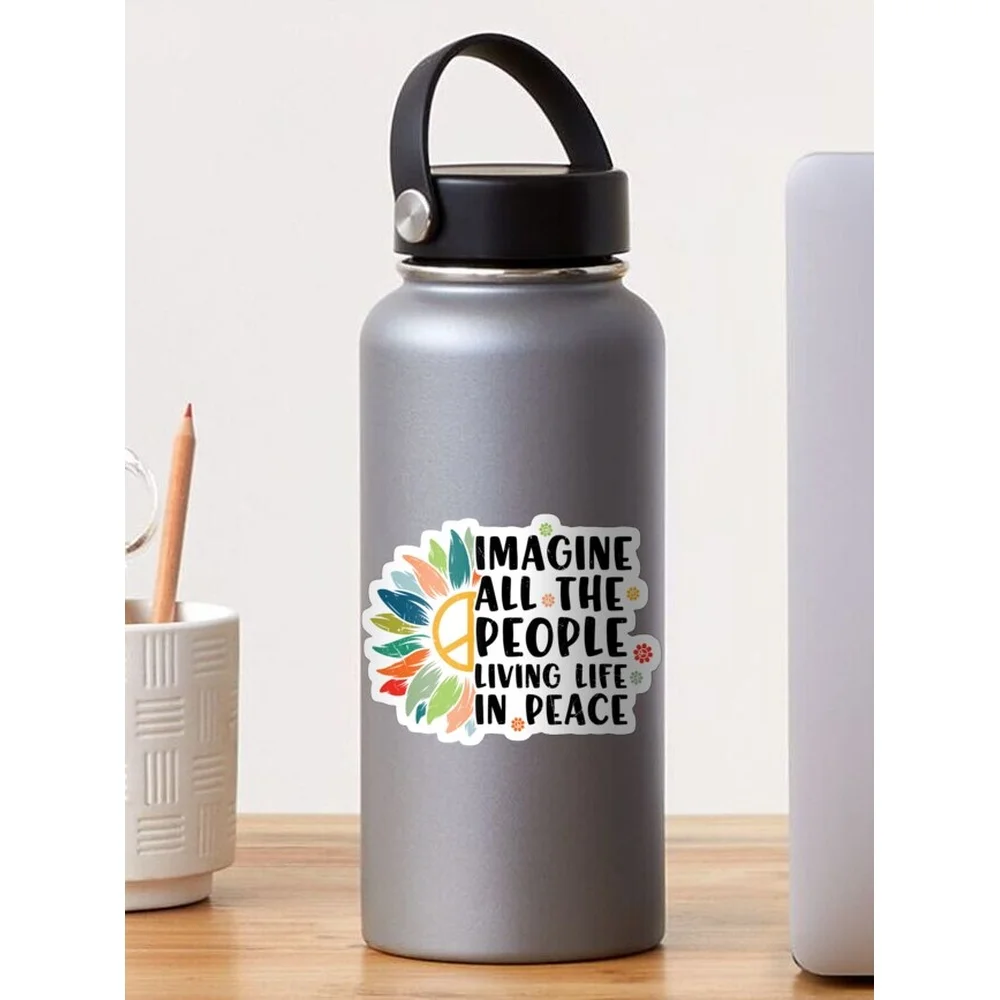 Imagine All the People Living Life in Peace Sticker for Laptop Decor Bedroom Car Cute Cartoon Art Fashionable Public Suitcase
