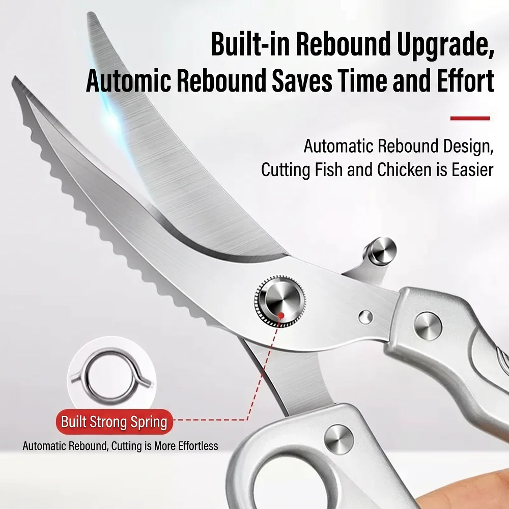 New High Hardness Labor-saving Kitchen Scissors, Multifunctional Heavy Duty Shears for Poultry, Barbecue & Food C2612