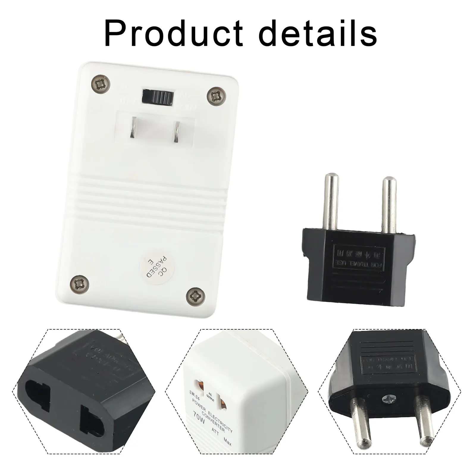 Pratical for durable High Quality Nice Transforme Converter White+black Electrical Equipment Step-Up&Down (2.9 X 1.9 X 1.57)\
