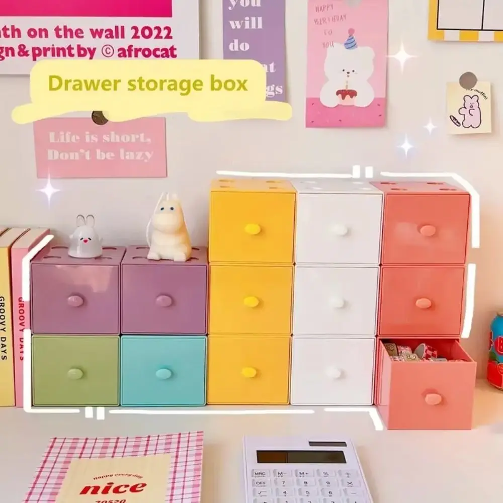 

Стиль ящика, настольный ящик для хранения макарон, штабелируемый квадратный строительный блок, пенал, штабелируемый органайзер ярких цветов