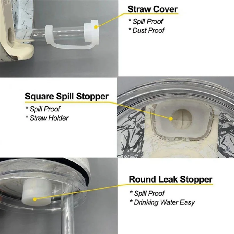 سدادة مقاومة للانسكاب من السيليكون HGHO لغطاء كوب ستانلي سدادة تسرب ستانلي 1.0 40 أونصة/30 أونصة مع مجموعة مقبض من