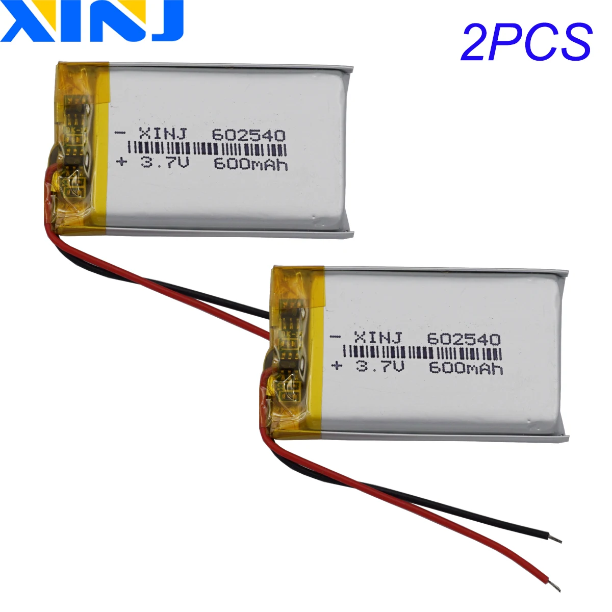 2 piezas 3,7 V 600 mAh 2,22 Wh 602540   Batería de repuesto Li-Polymer Li Lipo para GPS Bluetooth altavoz cámara de coche Mp3 MP4 DashCam LED