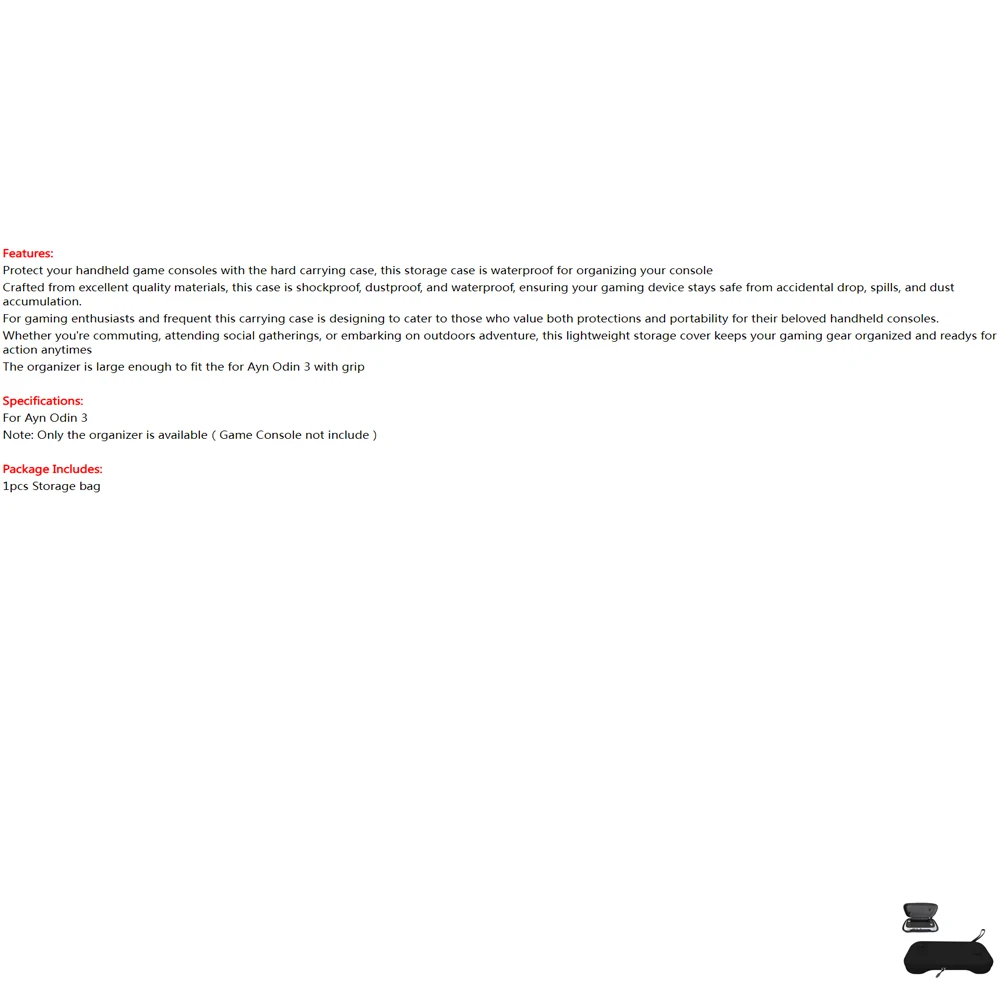 

Hard Carrying Case for Ayn Odin 3 with Grip Game Console Portable Organizer Bag Travel Storage Bag Shockproof Protective Cover