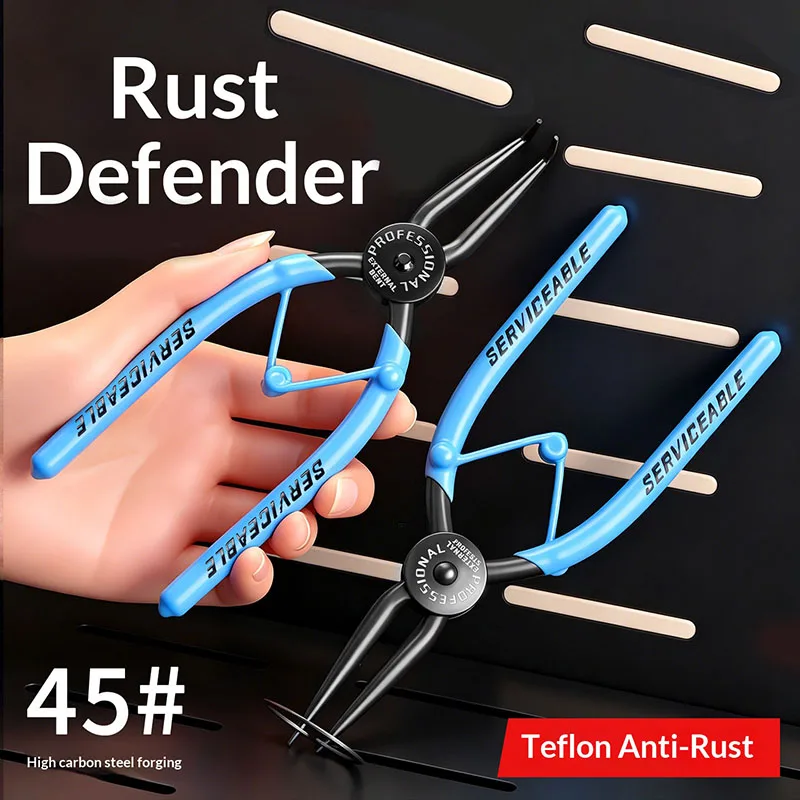 Multi functional 2-in-1 card spring pliers with spring loaded buckle ring pliers, 7-inch heavy-duty card spring pliers
