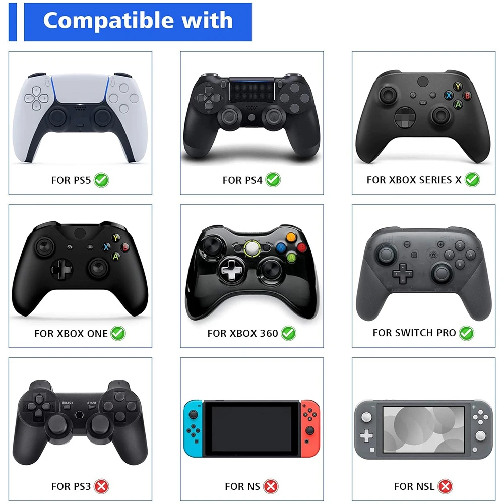 8pcs Silicone Thumb Stick Grip Caps Compatible with PS5/PS4/Xbox One/GameSir/Switch Pro Controller Joystick Protective Cover