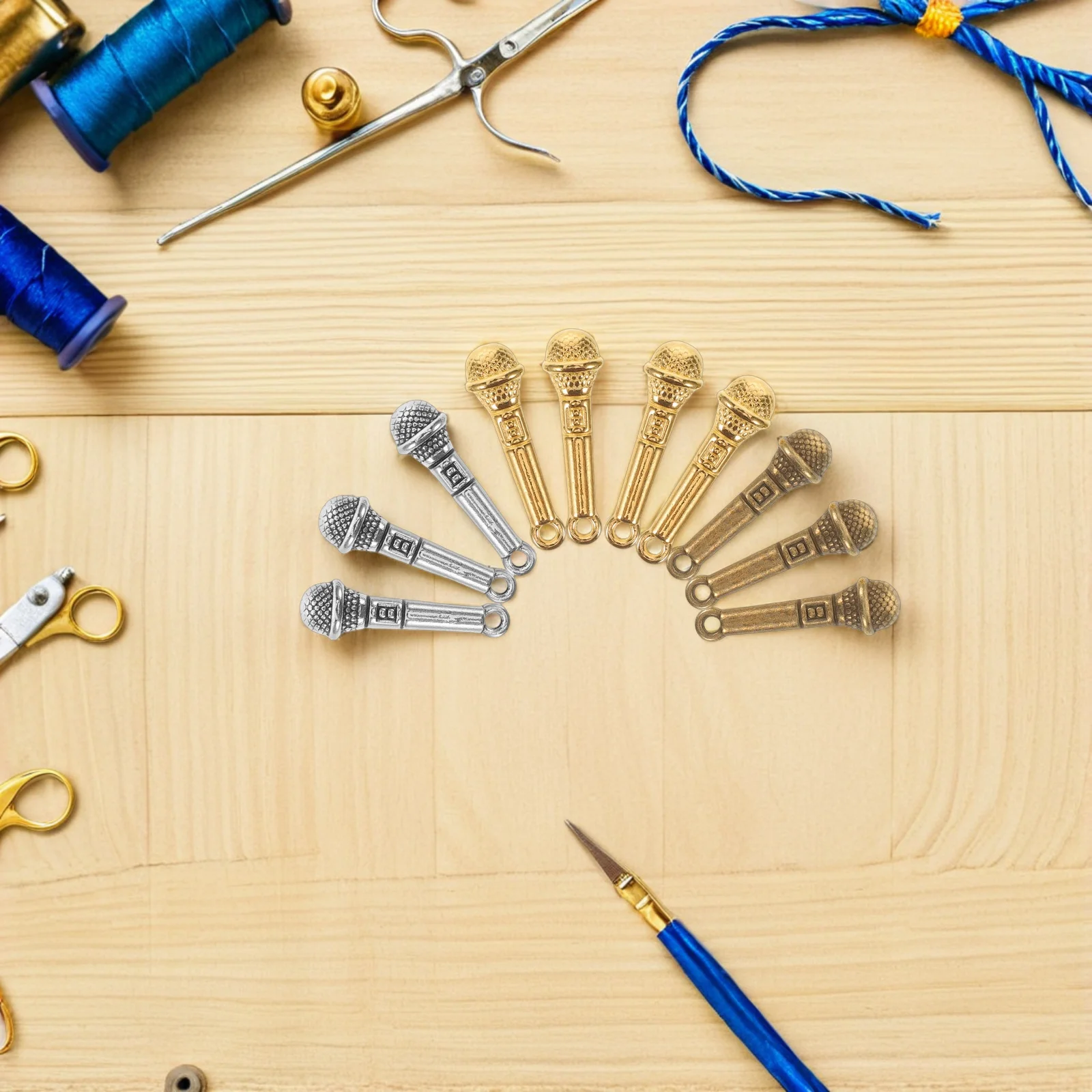 

120Pcs Mini Microphone Pendants Vintage Style for Musicians Singers Necklace Bracelet Earrings Decor Microphone Pendant