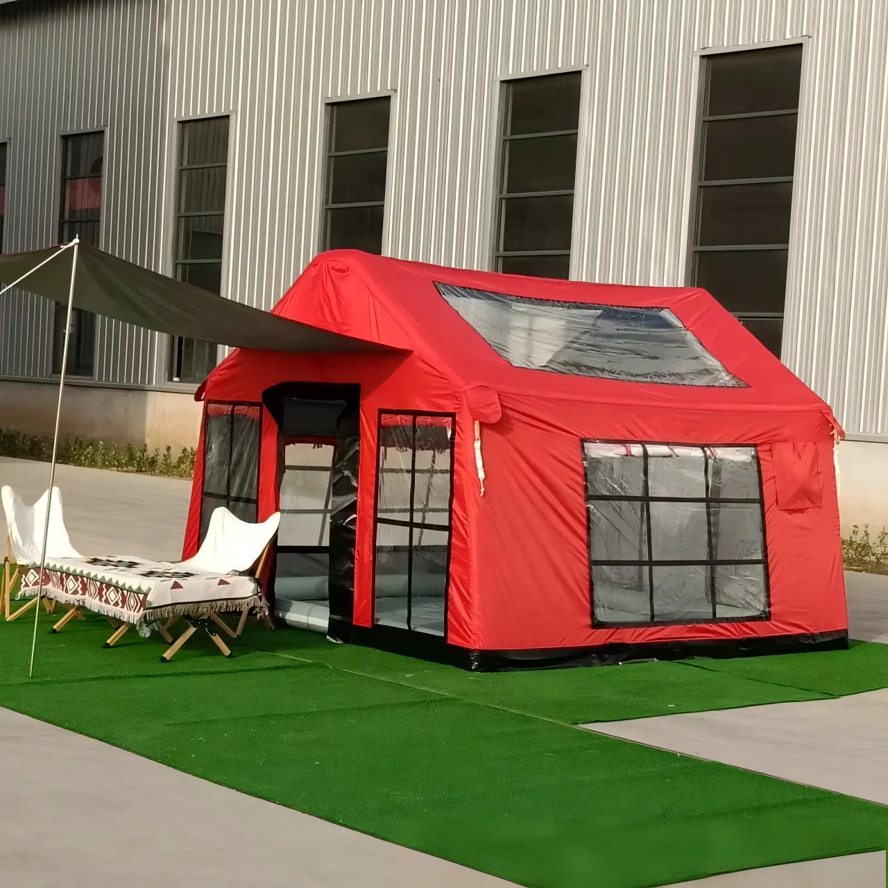 9-Person Campground Large Space Inflatable Tent, Thickened Waterproof Cabin For Camping, Forest Cabin Roof Tent Customization