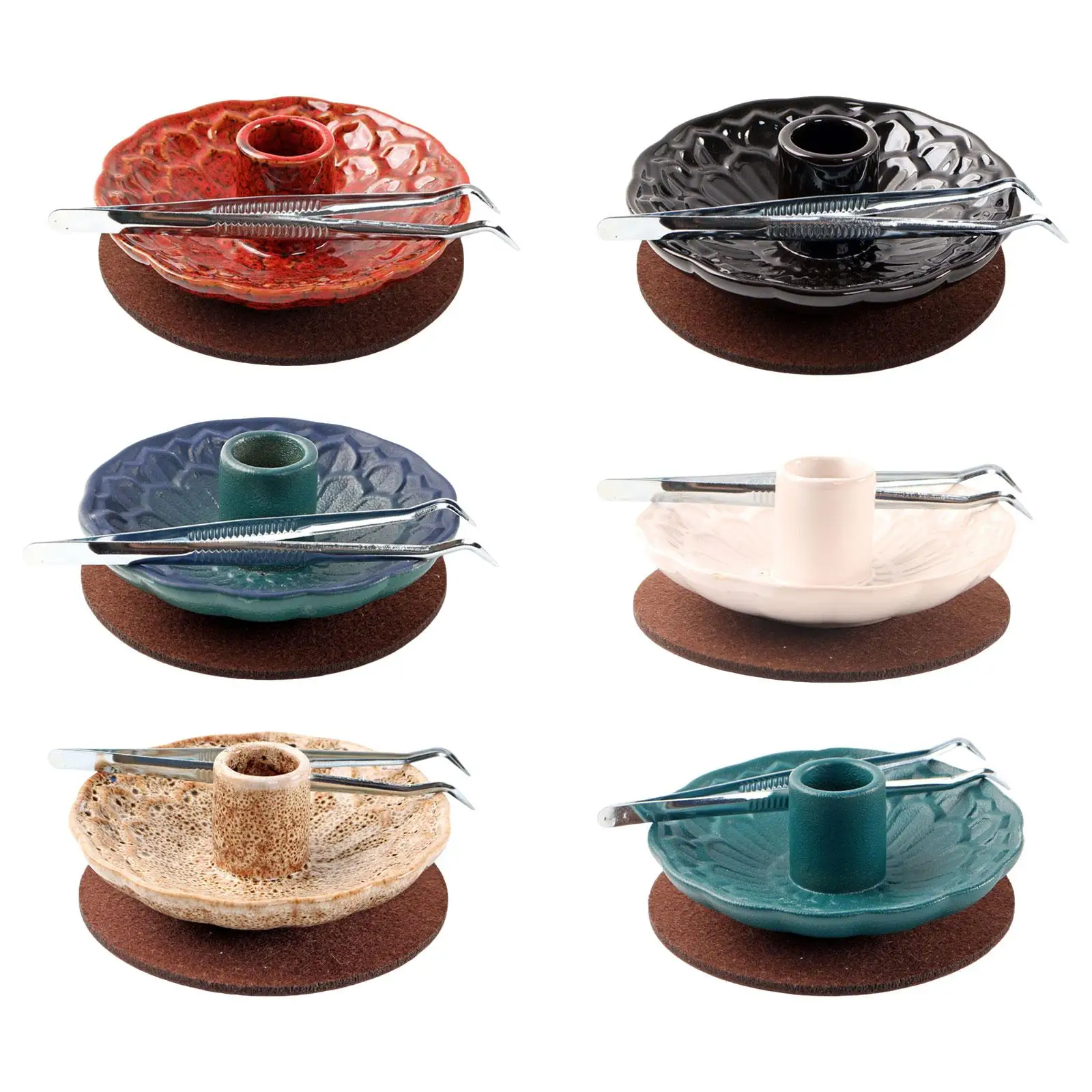 Incense Holder Centerpieces Bathroom with Pad Tweezer Candle Holder Ornament