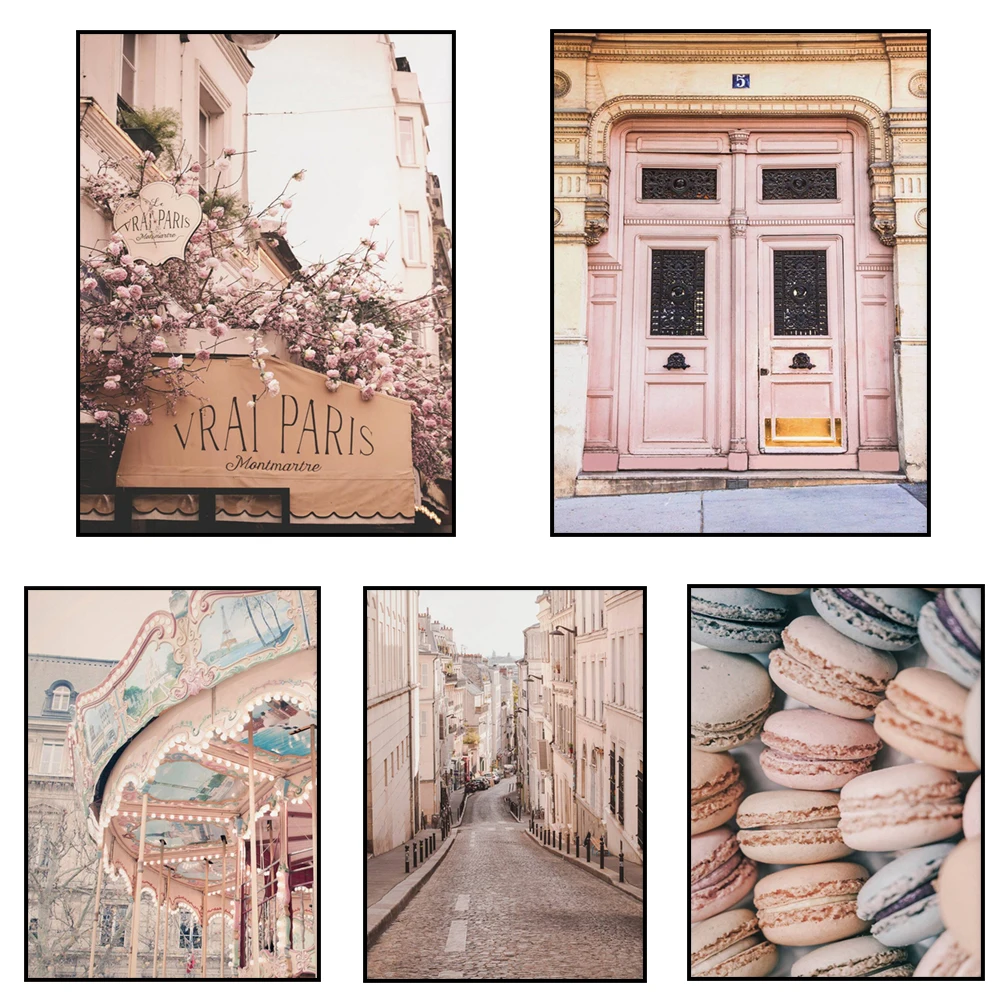 Parisian-inspired blush pink, pink-toned floral print, floral wall art gallery decoration aesthetic poster, unique gift.