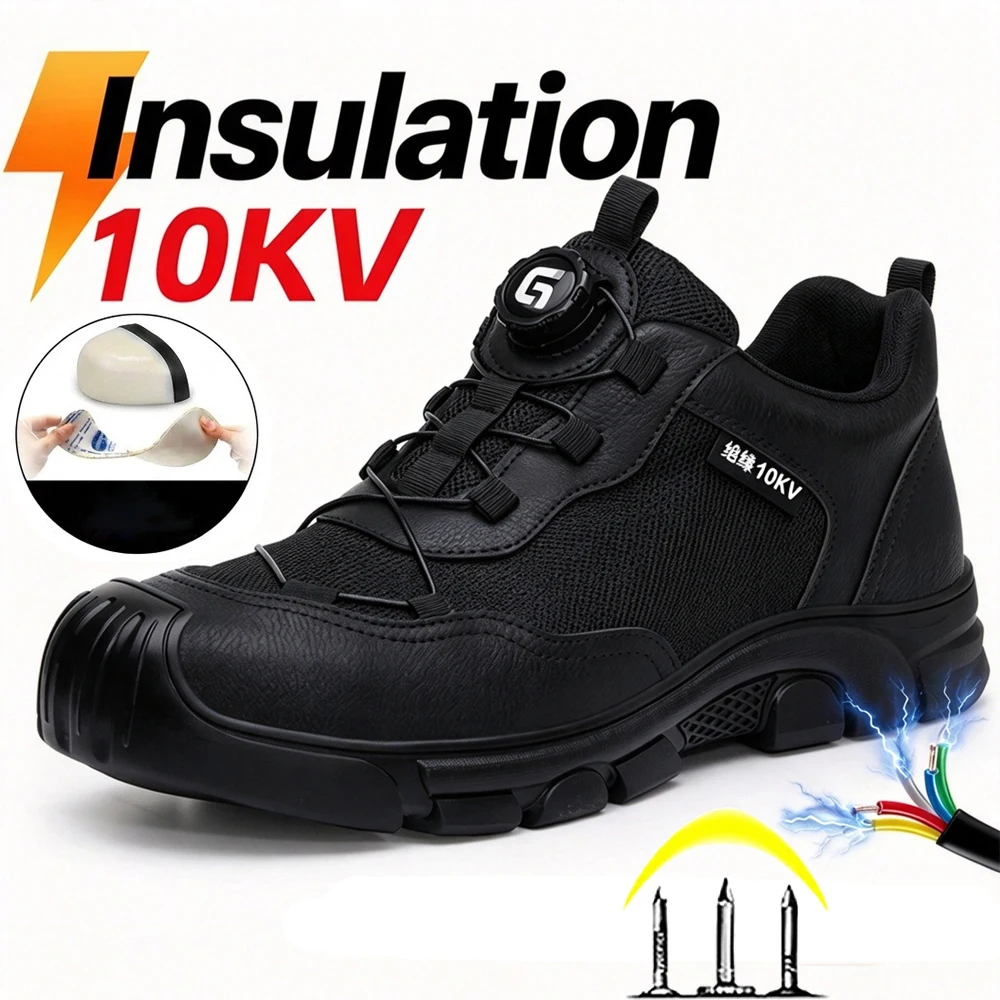 10KV Insulated Shoes Composite Toe Electrical Shoes Puncture-Proof Work Safety Shoes Wear-resistant Indestructible Shoes Male