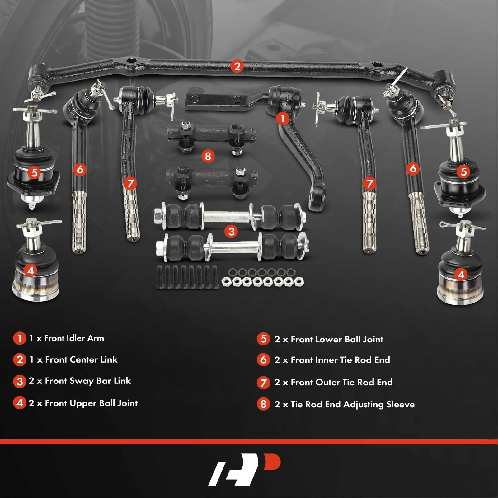 A-Premium 14x Front Ball Joints Tie Rod Ends Sway Bar Link Idler Arm Kit for Chevrolet Impala 1978-1985 Caprice 1978-1996