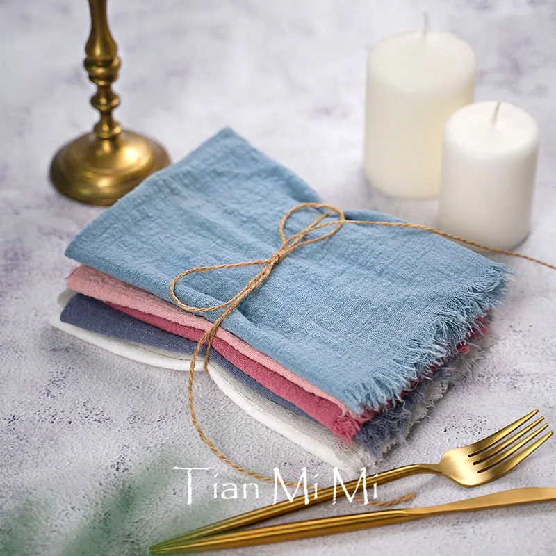 20pcs Vintage Style Gauze Napkins Rustic Cotton Retro Burr Cloth Linen Tea Towel for Wedding Party Table Decoration