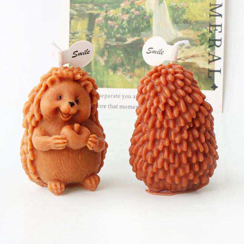 3D Hedgehog Candle Silicone Mold Standing Animal Hedgehog Handmade Scented Candle Gypsum Mould Chocolate Baking Tool Craft Decor