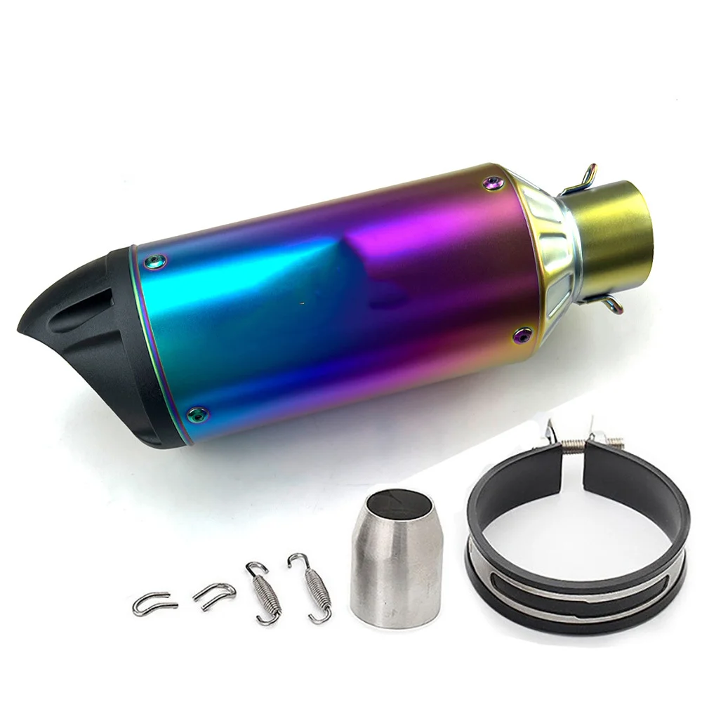 

Motorcycle universal modified exhaust full-color stainless steel fried street ZX6R NINJA400 curved beam car, scooter