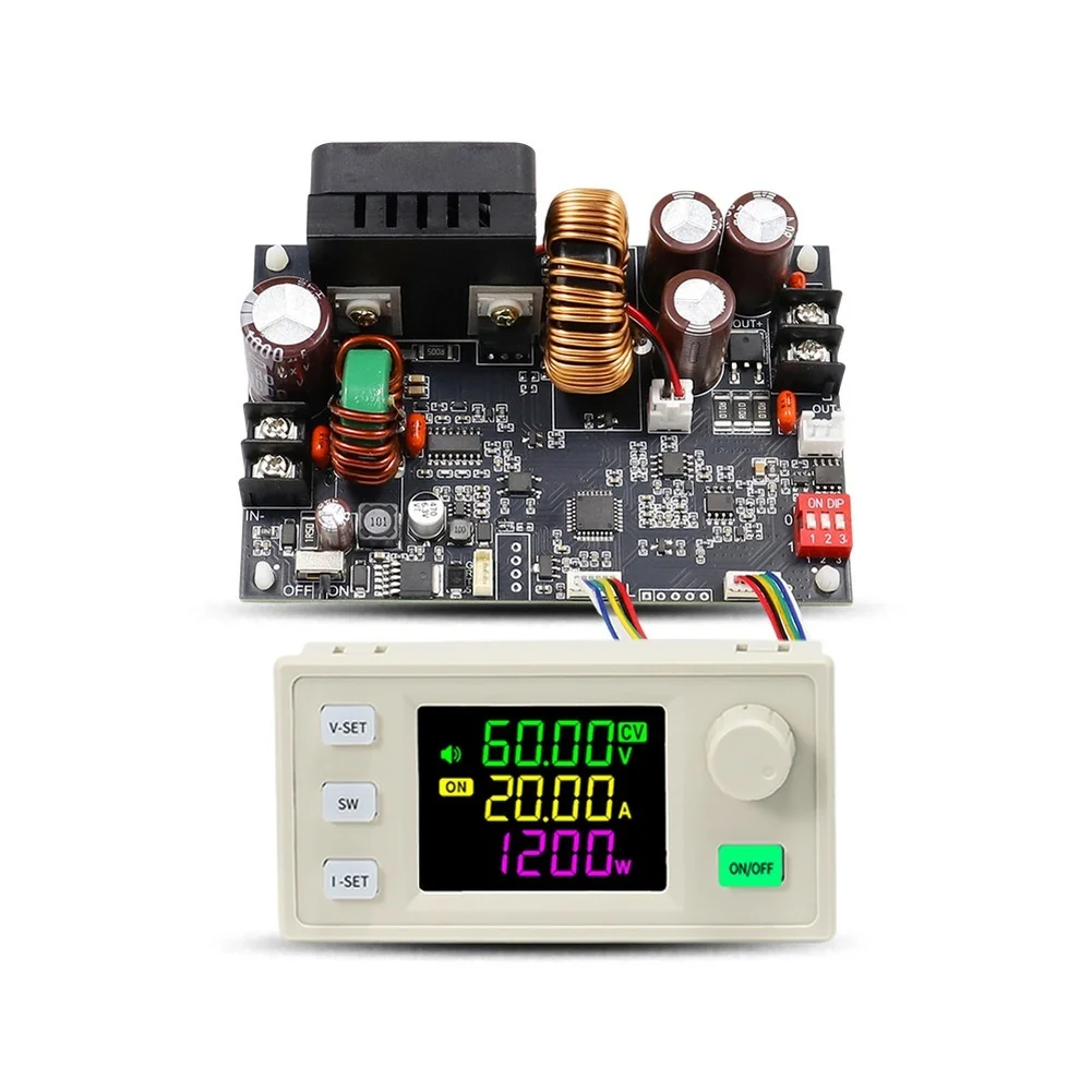 1200W Adjustable DC Power Supply Module XY6020LV 0-60V 0-20A Output with LCD and Input Voltage Measurement Resolution 0.01V