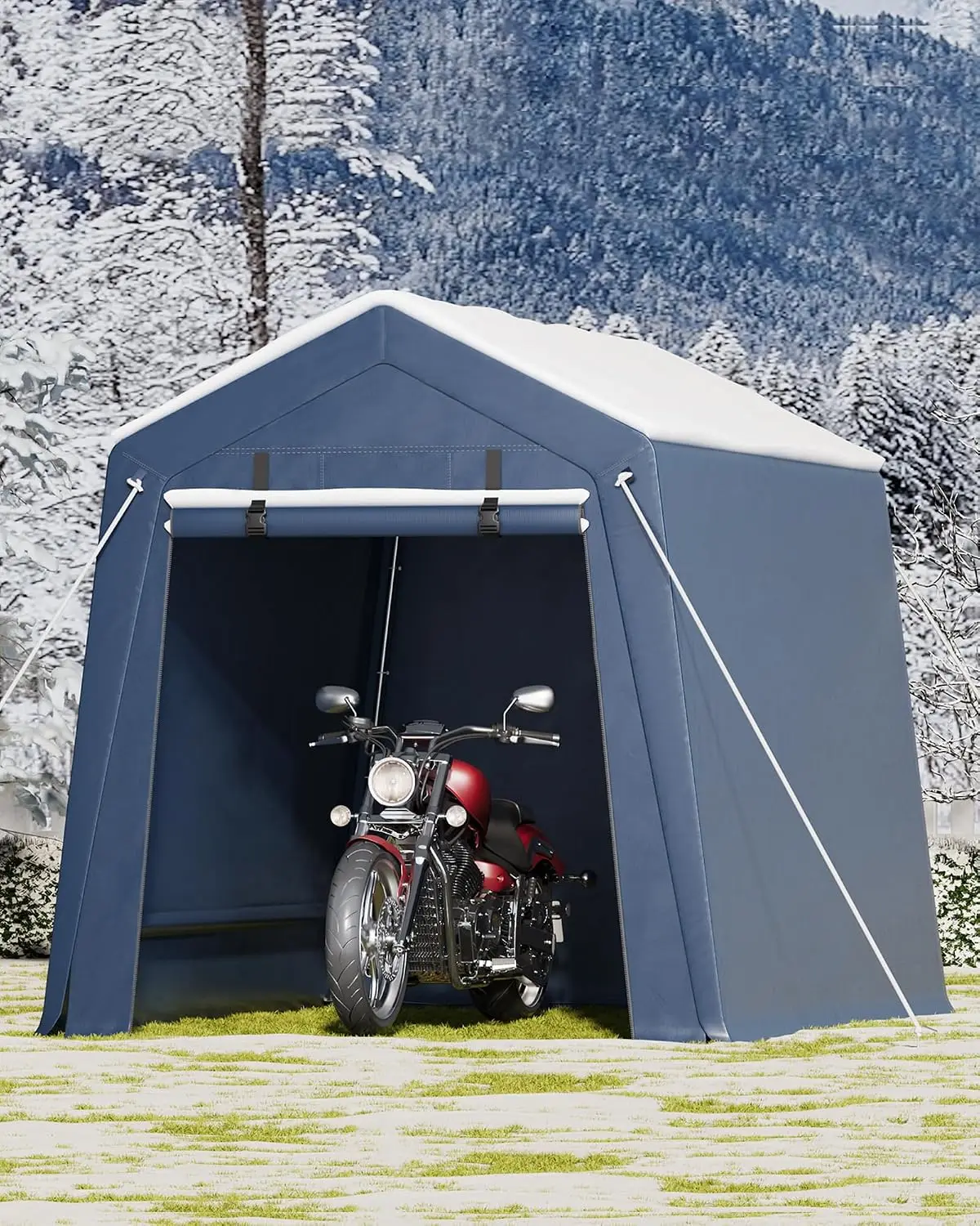 6x6FT Heavy Duty Carport Roll-Up Windows Portable Garage Canopy Car Boat Truck UV-Resistant Waterproof Metal Frame, Customized