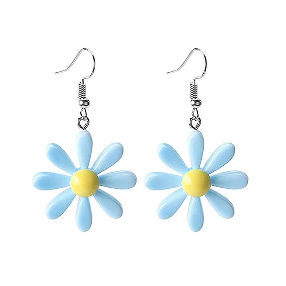 New Minimalist High-end Earrings, Simple and Fresh, with Drop Glue, Daisy Flowers, Contrasting Colors, Sunflower Accessories