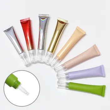 Wholesale 10/15/20ml empty cosmetic soft tubes acrylic water drop cap essence oil hyaluronic acid stock gel dropper bottle