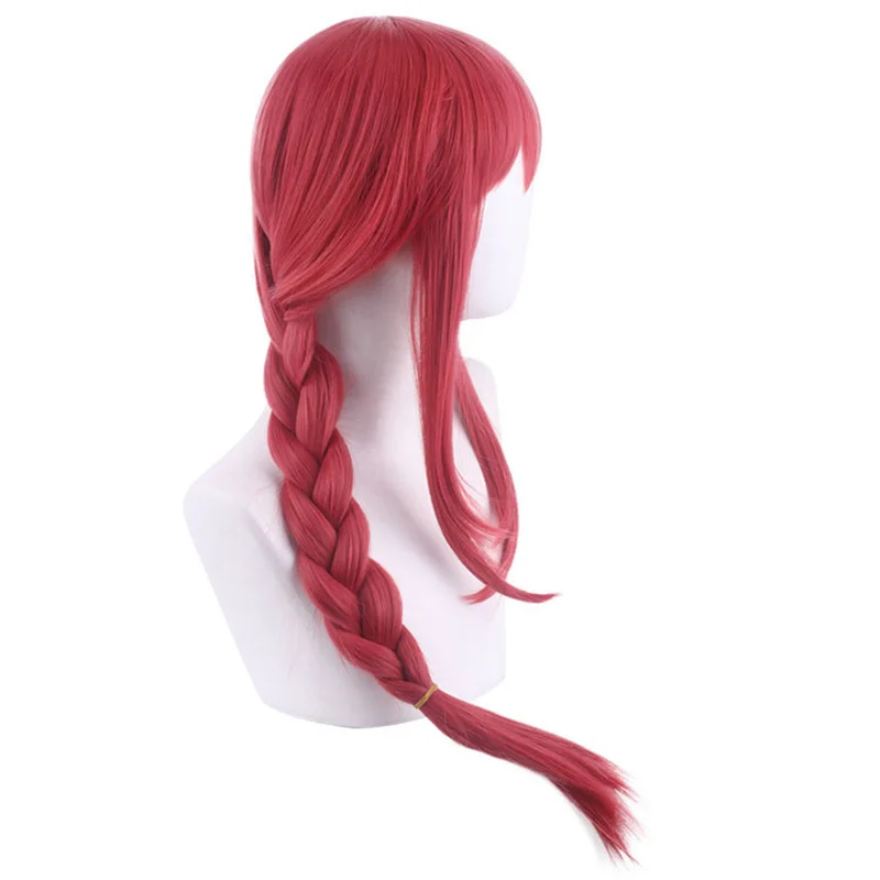 Cosplay Makima Anime Chainsaw Man Costumes Props Women Long Braided Straight Synthetic Hair Halloween Role Play Wigs + Wig Cap