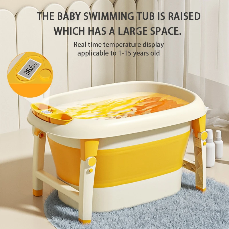 Baby folding bathtub sitting and lying large children's bathtub newborn swimmer baby's bathtub temperature sensing bathtub