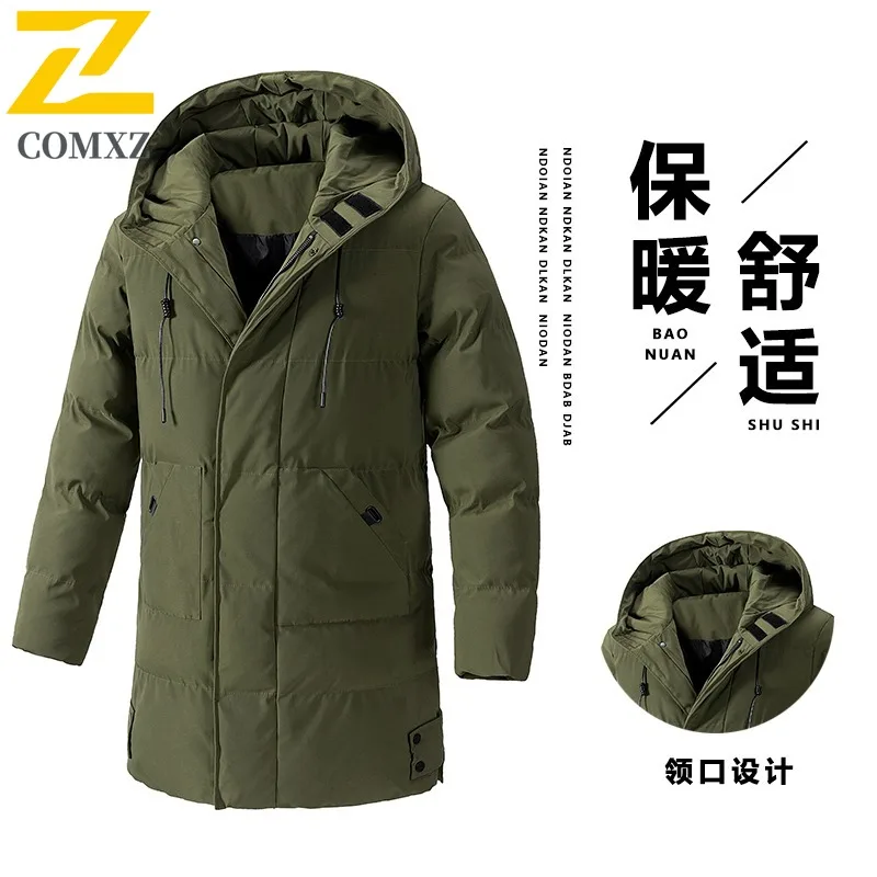

COMXZ Korean Style Hooded Padded Jacket for Men Luxury Premium Lightweight Coat Casual Travel Cold Resistant Warm Winter Coats