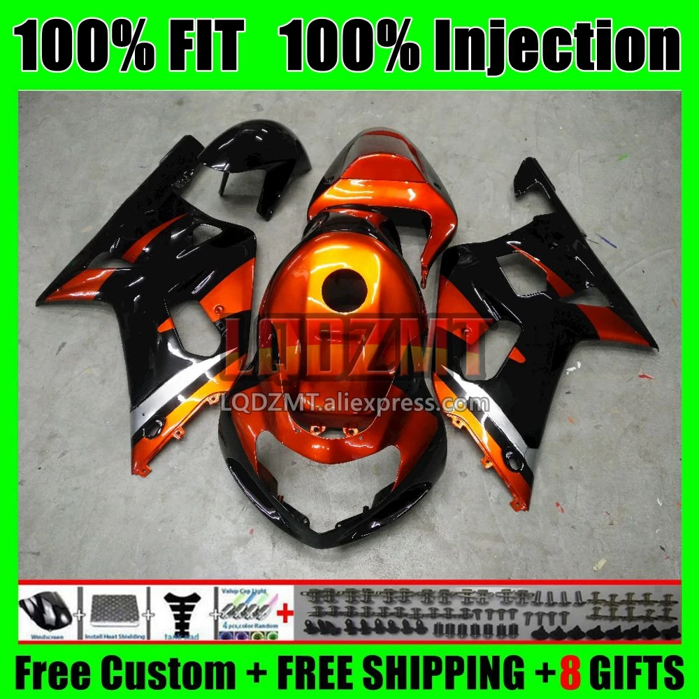 Orange Black Injection Body For SUZUKI GSXR-750 GSXR 750 600 K1 2No.0 GSX-R600 GSXR600 01 02 03 GSXR750 2001 2002 2003 Fairing