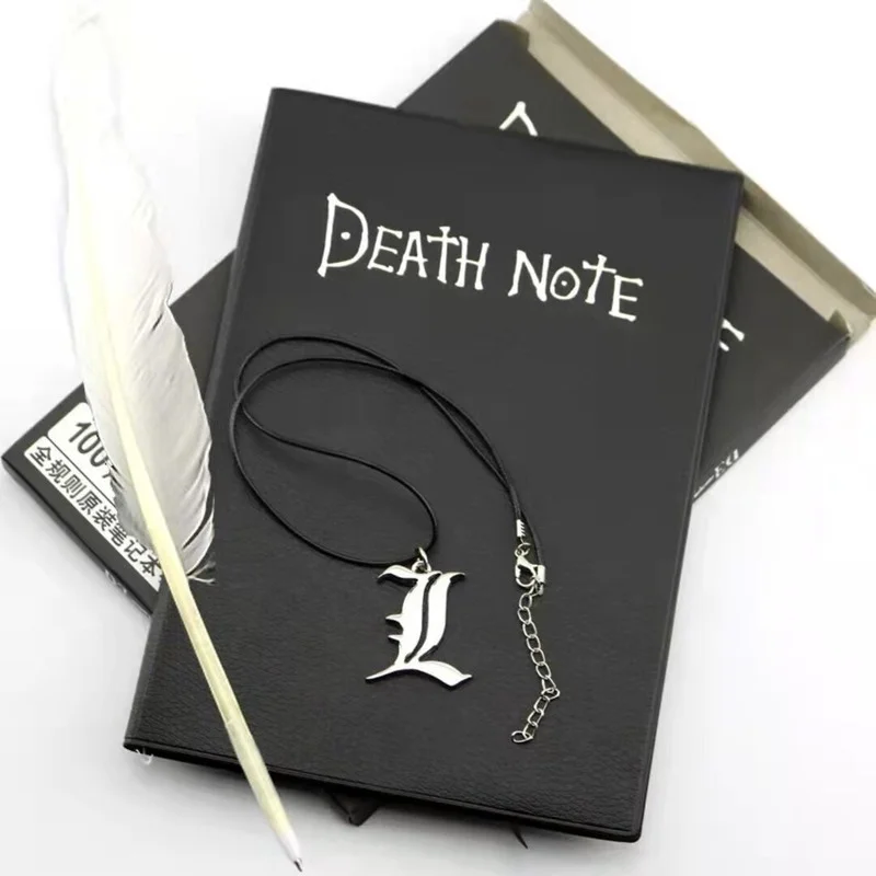 Anime Death Note notatnik L naszyjnik długopis z pióra zestaw kolekcjonerski dziennik Death Note notatnik