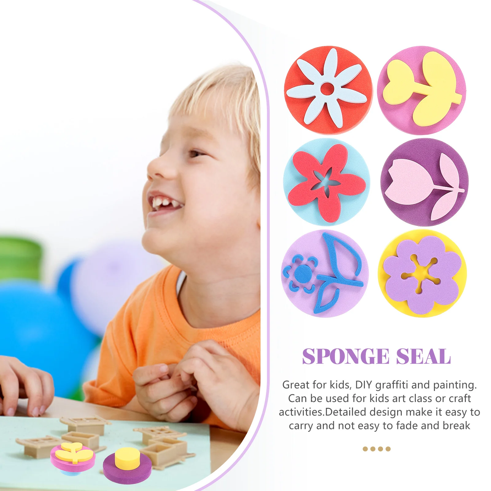 6 Pcs Drawing Tool Eva Sponge Seal Child Paint Sponges for Kid Painting DIY Blocks