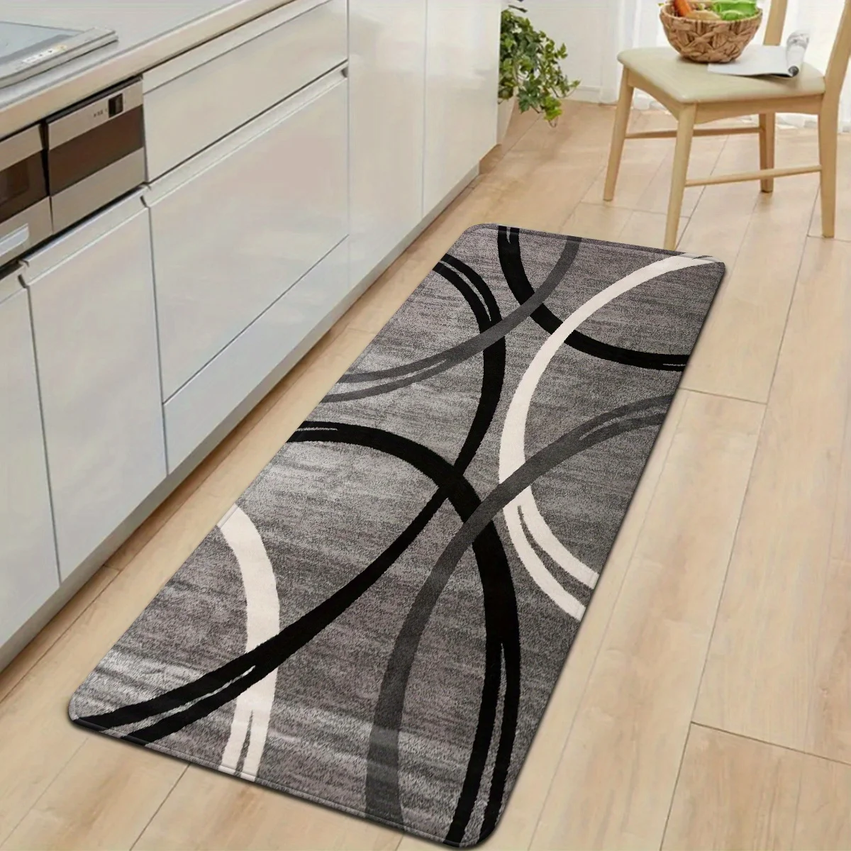 Abstract Circle Line Kitchen Rug Non-Slip Washable Floor Mat Modern Pattern Kitchen Hallway Diatom Mud Water Absorbent Carpet