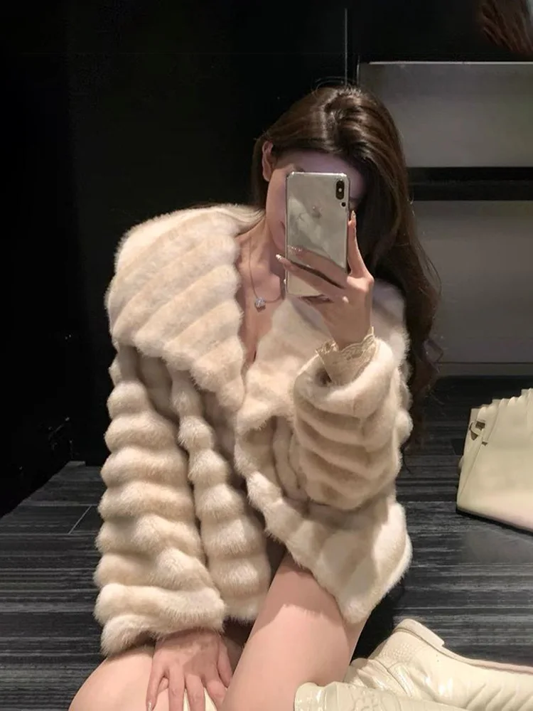 

Faux Fur Jacket Woman Coats Womens Eye-Catching Slimming Cold Elderly Modigirl Warm Abrigos Quality High-Neck Huge Eco-Friendly