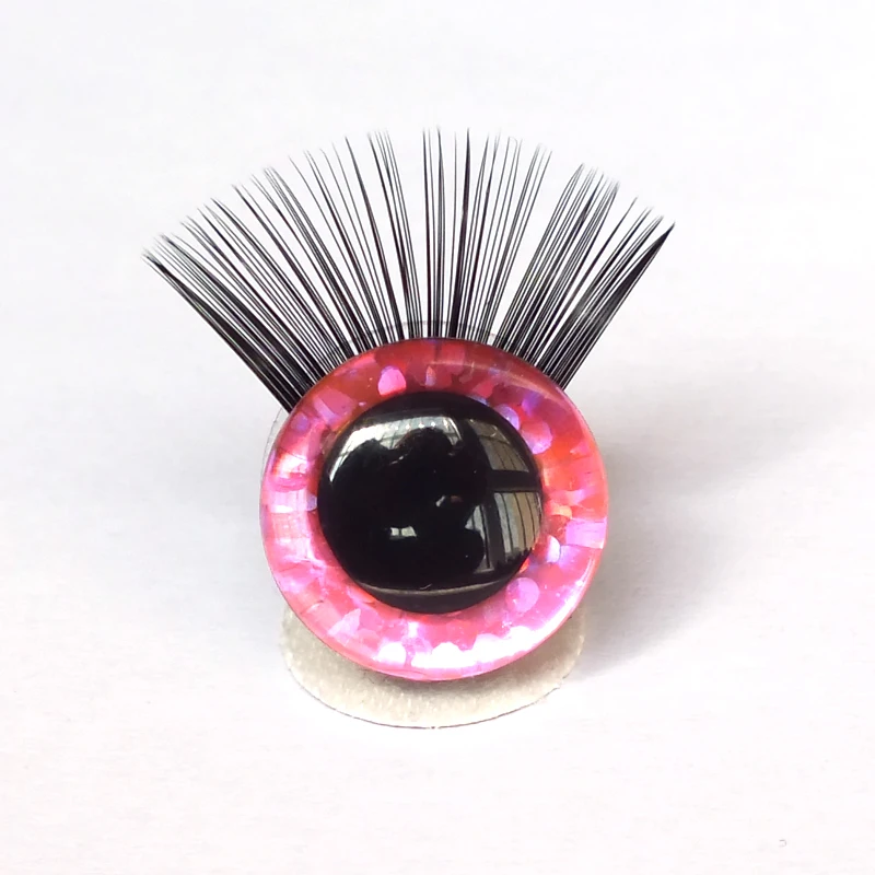 20pcs Toy Eyes With Eyelash 12-30mm Eyelashes 3D Safety Glitter Toy Eyes Eyelash For DIY Plush DIY Doll Making