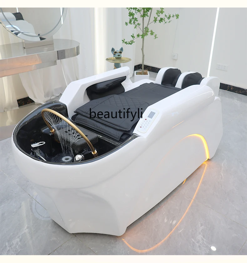 High-end intelligent massage shampoo bed for barbershops with constant temperature water circulation and full automatic