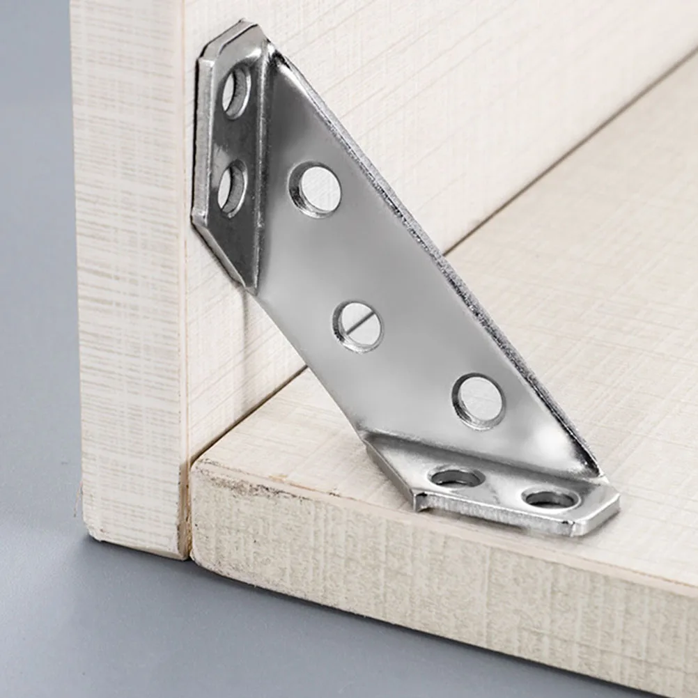

12 Pcs Furniture Corner Connector Stainless Steel Brackets Reinforcement Home Office Commercial Wooden Fastening Angled