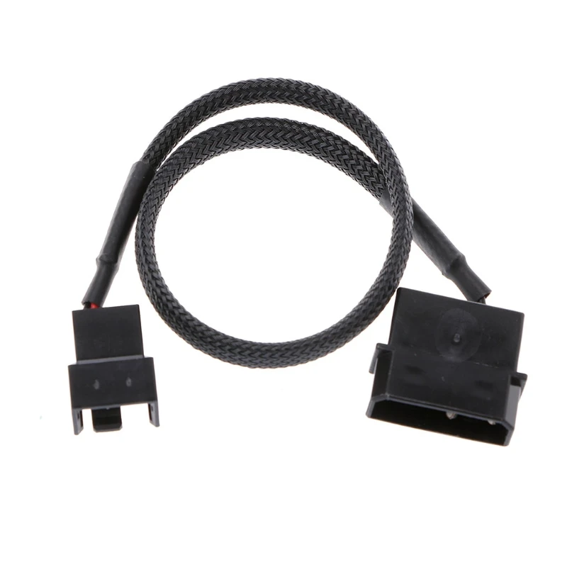 27cm/10.63in Fan Power Adapter Cable 1 to 1 Ways 4-Pin Molex Male to 3-Pin/4-Pin PWM Sleeved Fan Extension Adapter Cable