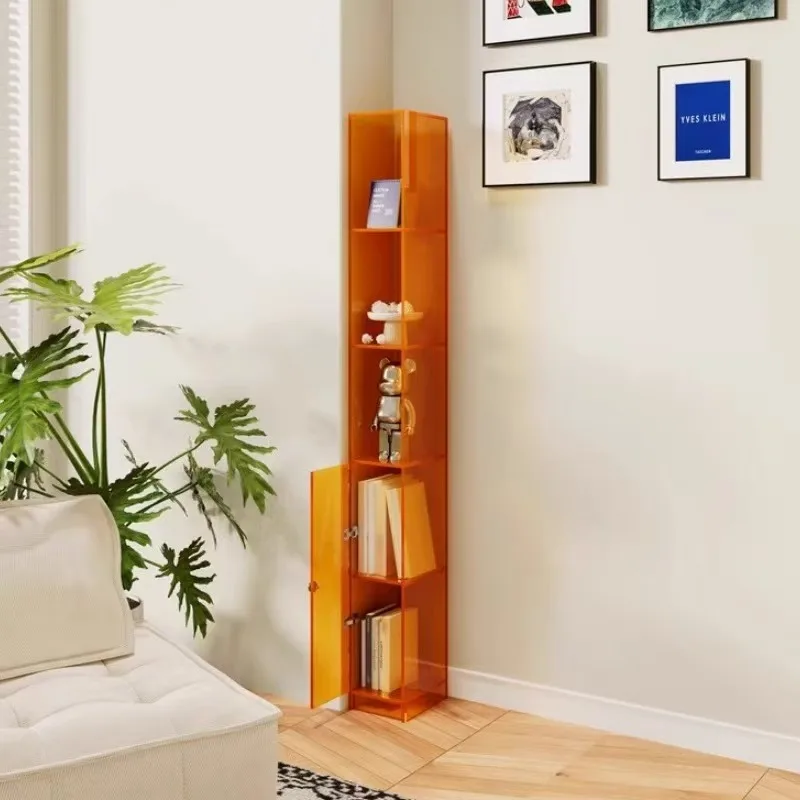 sF-Acrylic Modern Narrow Corner Shelf Living Room 5-Shelf Multi-Layer Storage & Display Eco-Friendly Bookcase#