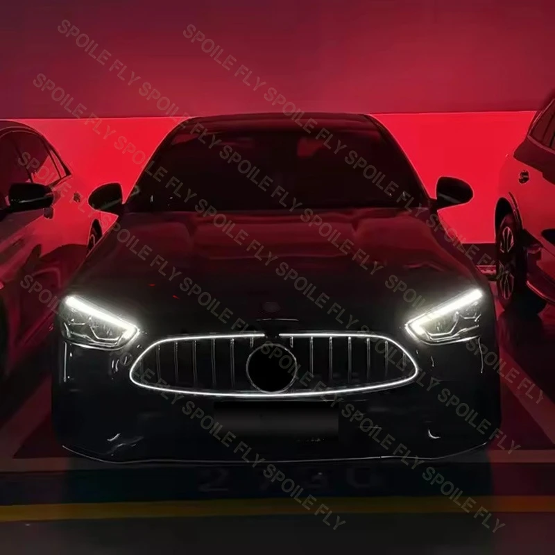 

2022 To Up For Mercedes Benz C Class W206 C260L C300L Front Bumper LED Emits Light Grille Lamp Racing Grills Body Kit ABS