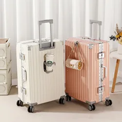 Multi-Functional Luggage Unisex Student Trolley Case Large Capaci Thickened Suitcase Universal Wheel 20 24 26 inch Roller Trunk