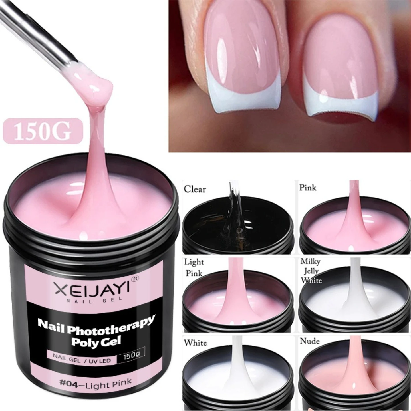 

150g large capacity phototherapy extension glue UV solid paper-free tray quick extension crystal glue Manicures