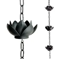 Outdoor Lotus Drainage Rain Chain Garden Decoration (5 Lotus) 1.2 Meters Outdoor Drainage Chain Japanese Rain Chain