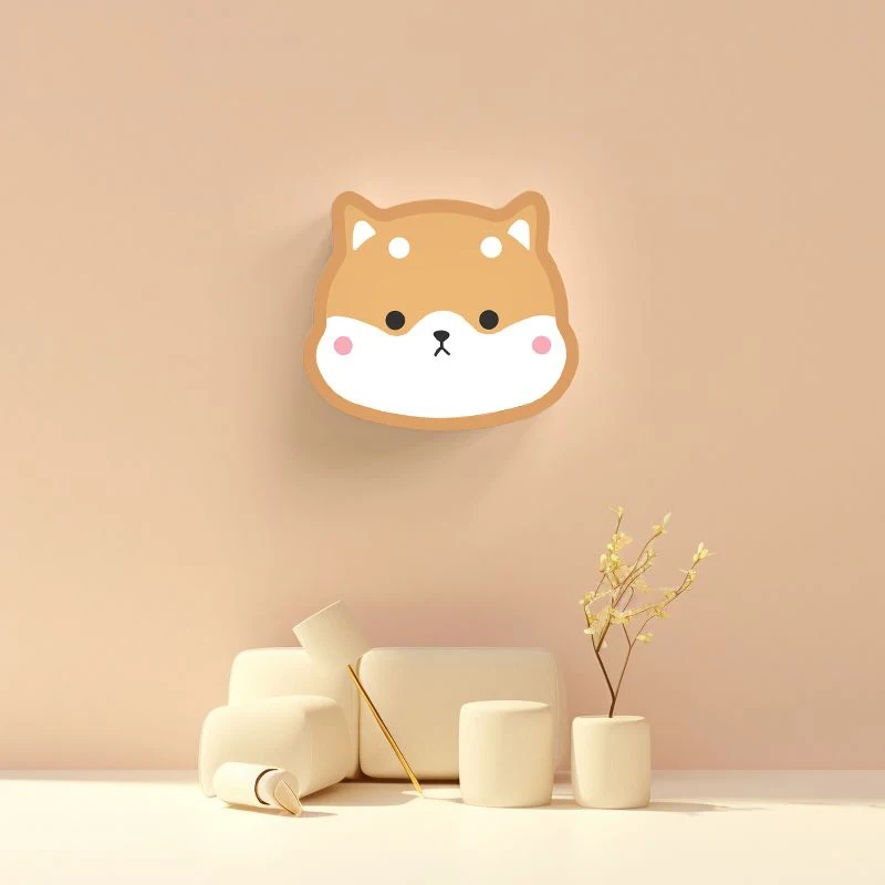 Cartoon Animal Dinosaur Shiba Inu Wall Lamp Bedroom Bedside Light Girl Boy Kids Baby Children's Room Wall Lamps Indoor Decor