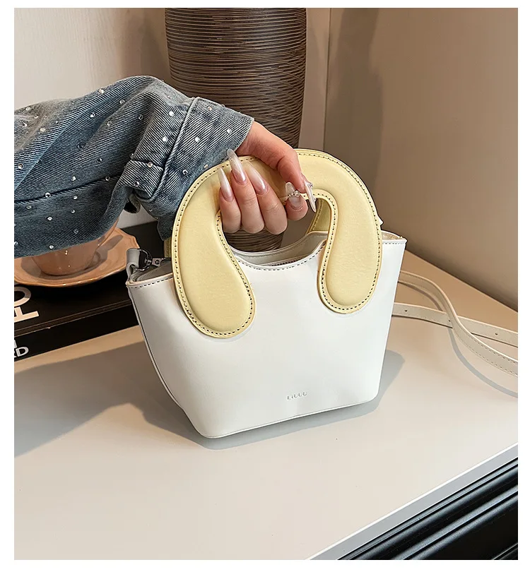 

2025 Silver Colorblock Bucket Bag Stylish Crossbody Shoulder Purse for Women Fashionable Tote Versatile Casual Handbag