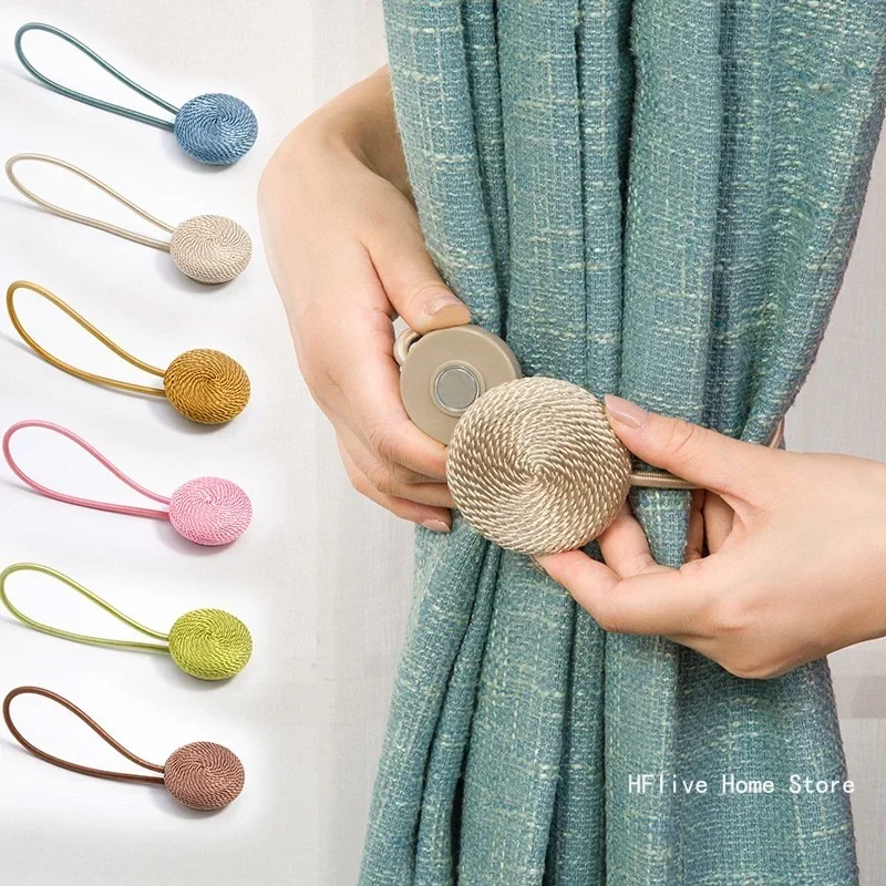 1Pc Macaron Color Curtain Tieback Magnet Curtains Accessories Magnetic Curtain Holder Buckles Rope Curtain Cilp Strap