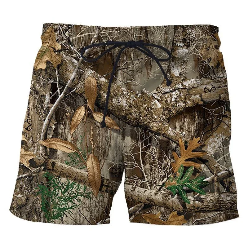 

3d Camouflage Tree Leaves Printed Men's Short Pants Casual Personality Cool Camo Beach Shorts Oversized Fashion Board Shorts
