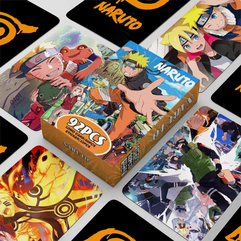 92Pcs/Set Naruto Series High Quality Lomo Cards Sasuke Kakashi Sakura Gaara HD Printd Photocards And Stickers Collection Gifts