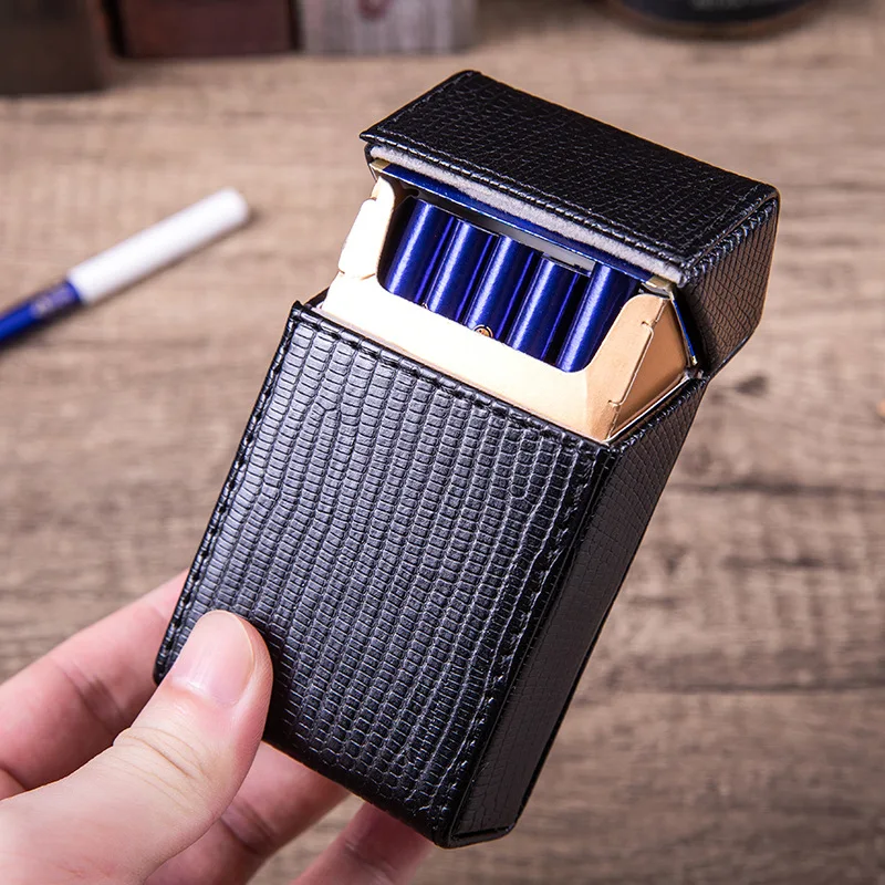 

Pu Leather Cigarette Box Men's Business Box Herbal Tobacco Storage Box 20 Pack Dustproof and Pressure-proof Men's Gift