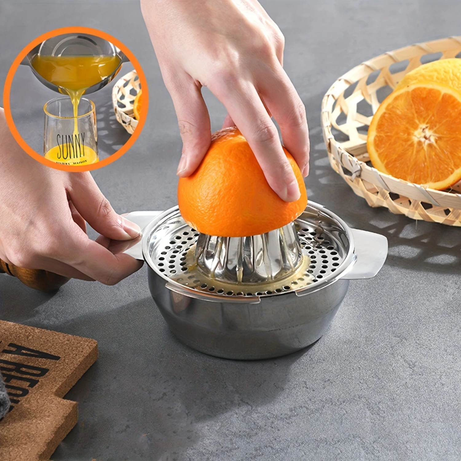 1pc Stainless Steel Lemon Squeezer, Manual Citrus Juicer, Lemon Juicer, Manual Household Orange Juicer, Portable Mini Orange Pre