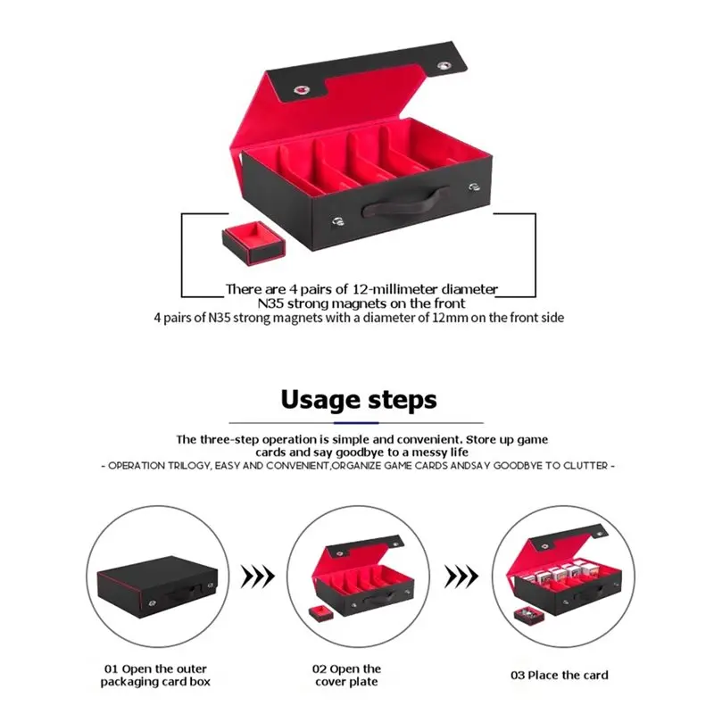 CYGJ-Top Loader Organizer For Game Sports Card, Trading Card Storage Box 5-Row With Handle(3900+ Cards)